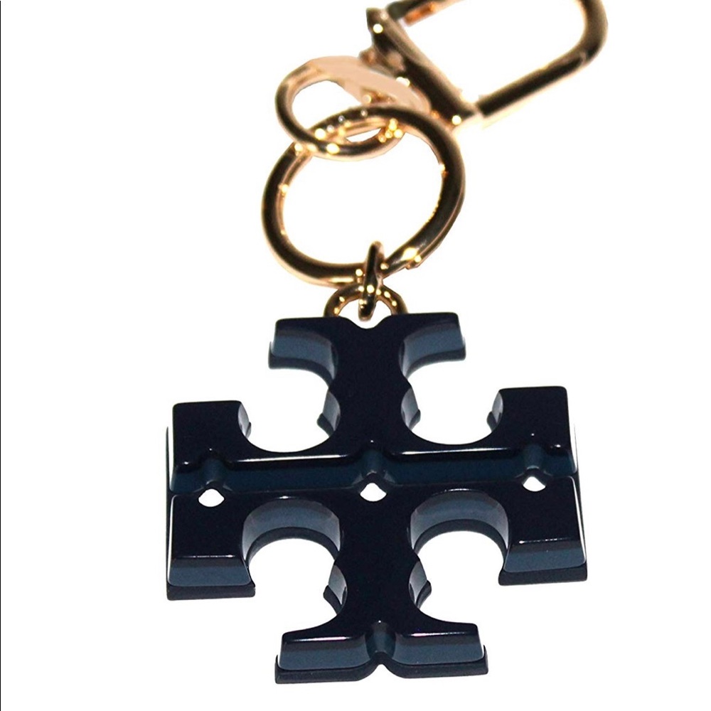 Tory Burch Navy Logo Keychain